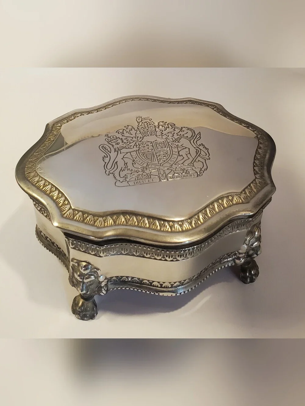 Vintage Silver Claw Foot Jewelry Box